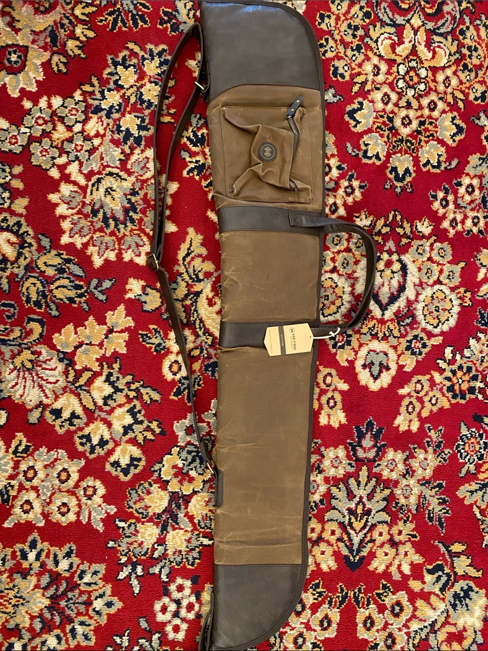 Heybo Waxed Canvas Rifle Case with Brown Leather Trim
